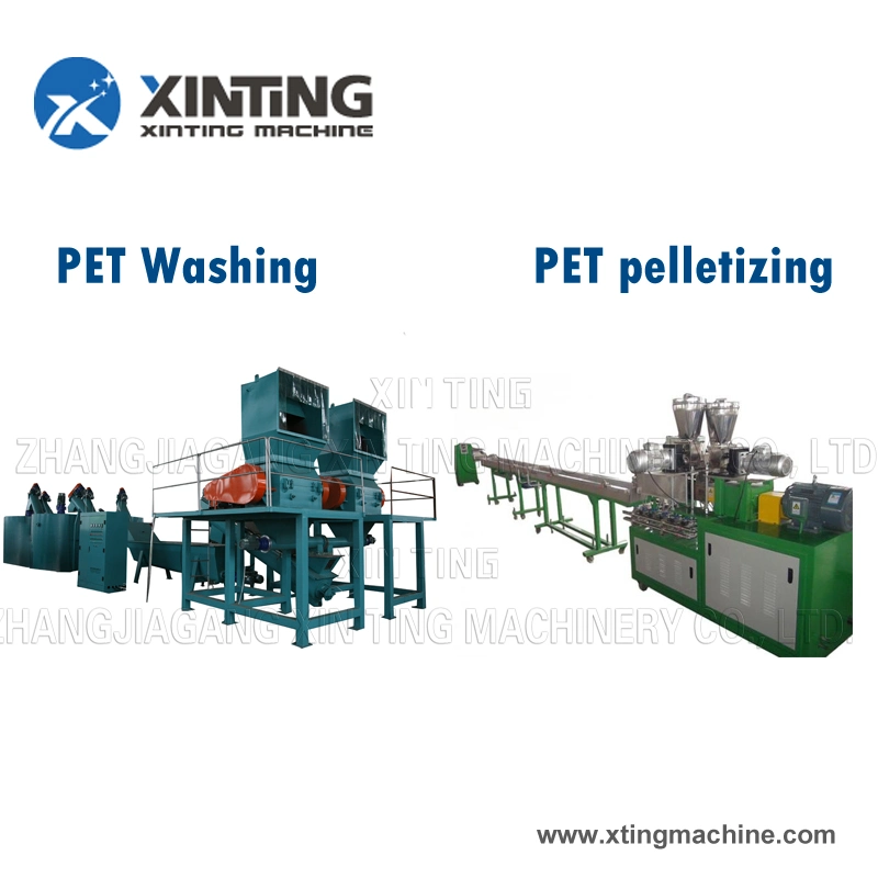 Wasted Plastic Pet HDPE Milk Bottle Flakes Scraps PE LDPE Film PP Woven Shopping Bag Crushing Washing Pelletizing Granulating Recycling Line