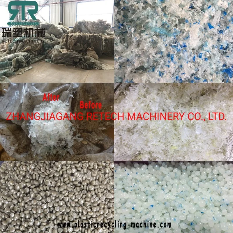 Retech PP PE HDPE LDPE Plastic Film Agricultural Film Woven Bags Crushing Washing Dewatering Recycling Pelletizing Machine